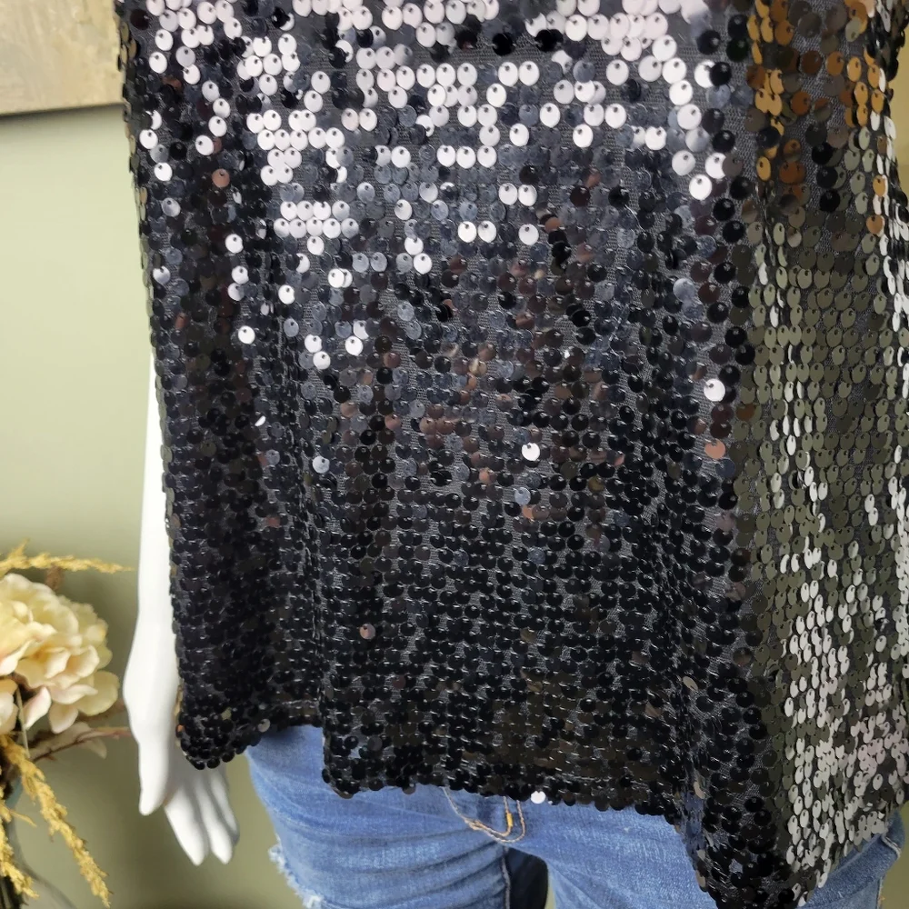 NWOT Express Black Sequin Tank Top - Picture 6 of 12
